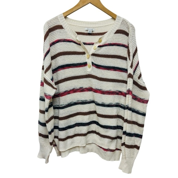 American Eagle Stripe Henley Sweater - Picture 2 of 13